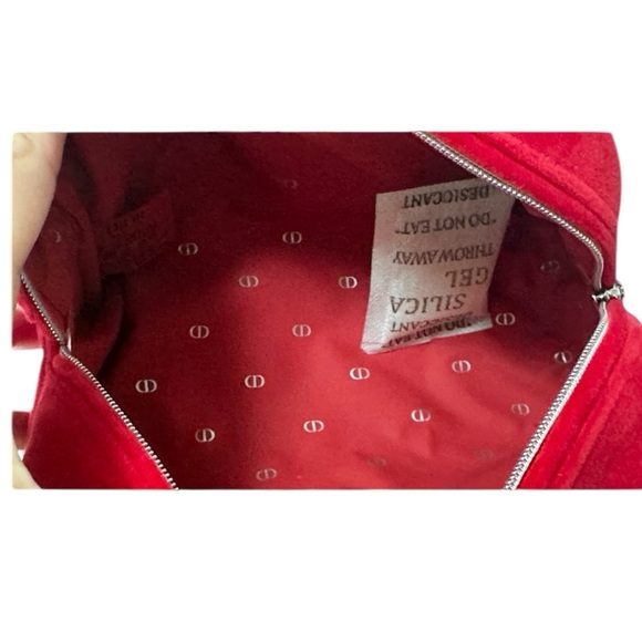 DIOR Cranberry Red Velvet Cosmetics Makeup Pouch Bag Original Box New - Picture 4 of 7